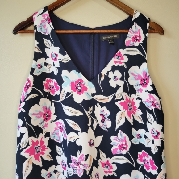 Banana Republic Women's Blue Pink White Floral Sleeveless A-line Mini Dress Sz 6 - Picture 2 of 10
